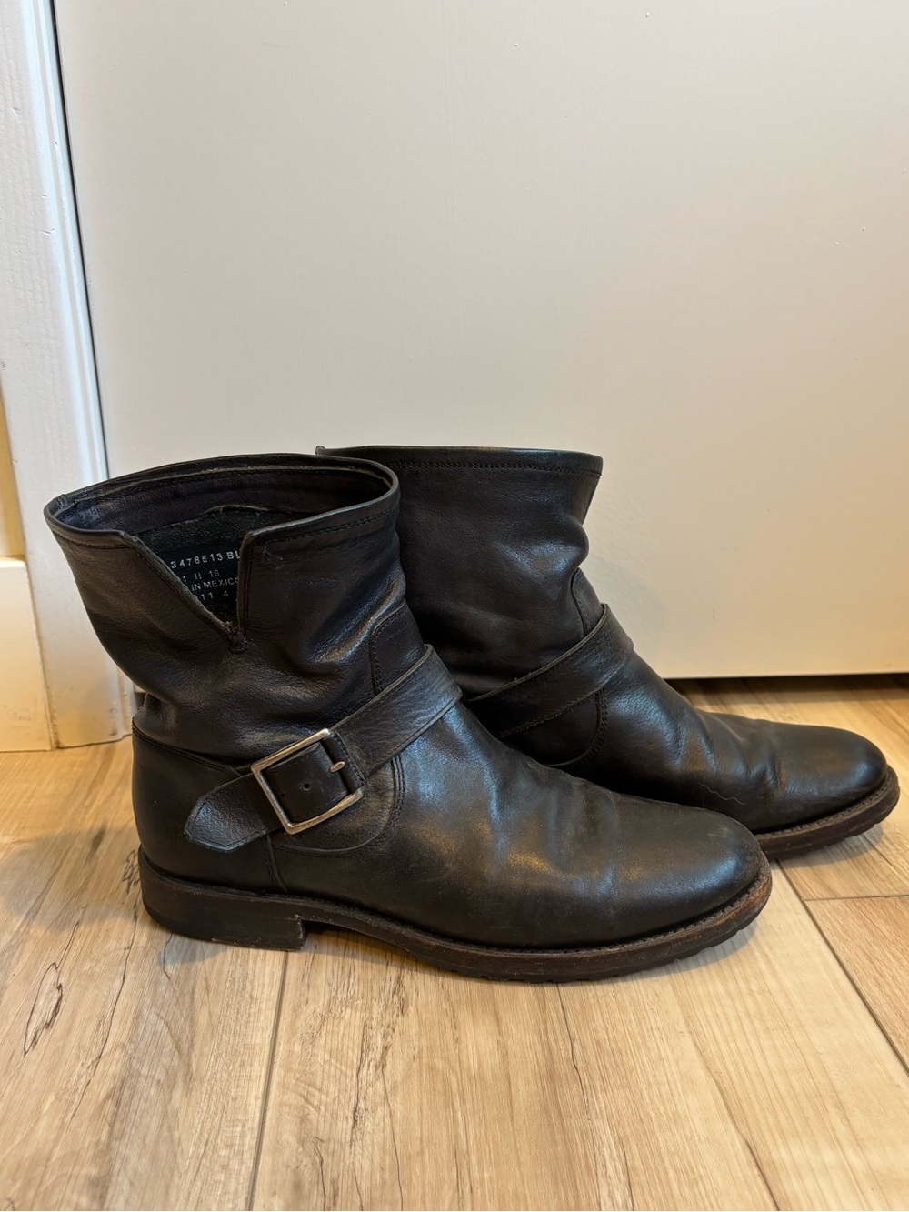 Frye Black Leather Boots with Buckle